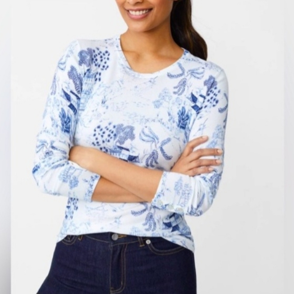 J McLaughlin Blue Toile Lenny Sweater XL